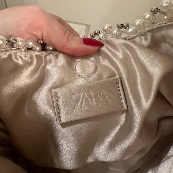 ZARA Pearl Beaded Bucket Bag - Picture 3 of 4